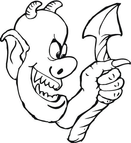 Demon And His Ugly Tail  Coloring Page